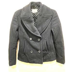 Nicole Miller Artelier Dark Gray Wool Cashmere Blend Moto Pea Coat Size 0‎ Y2K